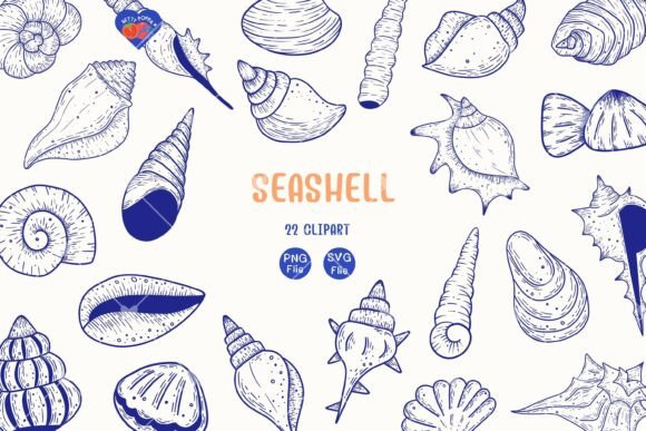 Download Seashell Clipart , 22 Blue Line Art - Premium Resources