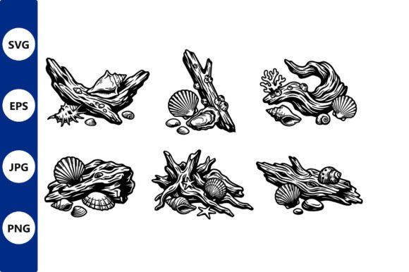 Download Driftwood Seashell Line Art - Premium Bundle