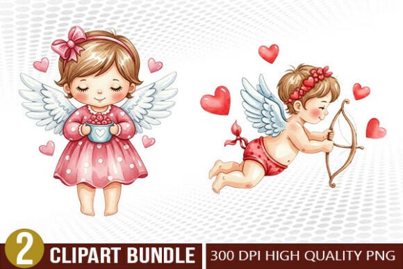 Download Cute Cupid Valentine Illustration Set - Valentine illustration set Collection