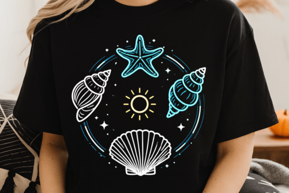 Download Beach Shell Neon Ocean Design PNG - Premium Resources