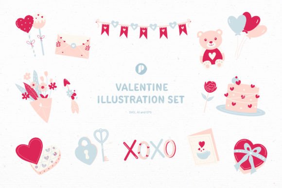 Download Sweet Valentine Illustration Set - Valentine illustration set Collection