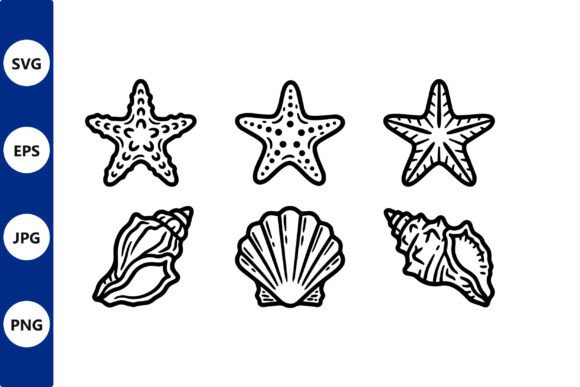 Download Starfish and Seashell Line Art Vector - Premium Bundle